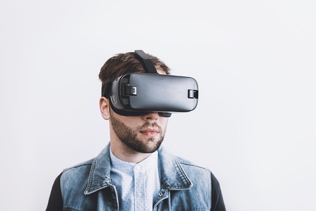 Image of a man wearing VR headset