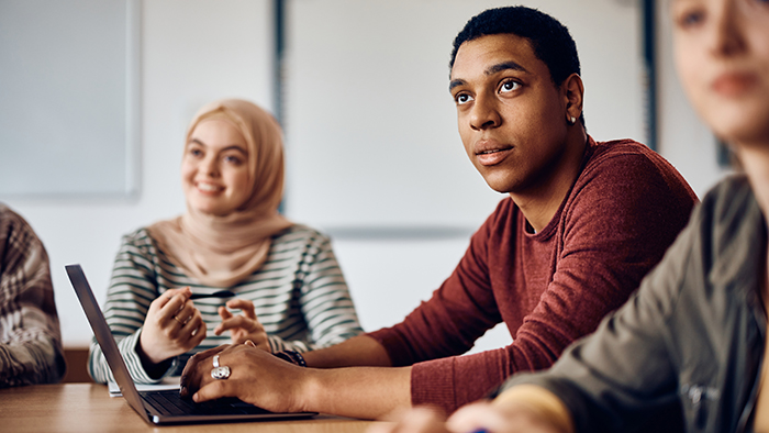 Students around a table