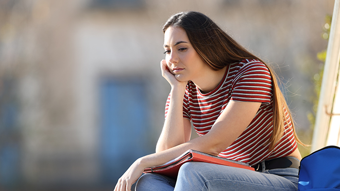 A female student looking sad