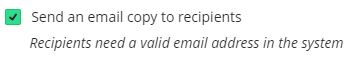Screenshot of 'send email copy' toggle 