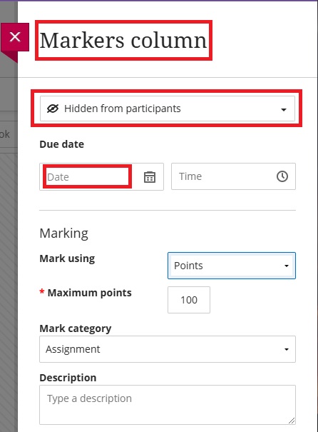 Column settings