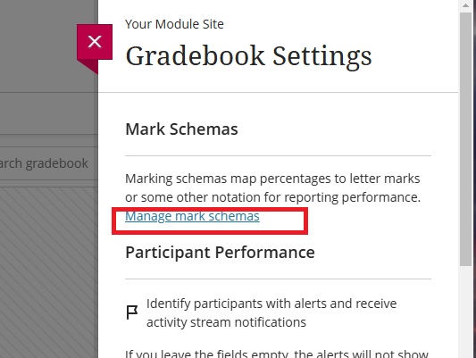 Manage mark shcemas setting