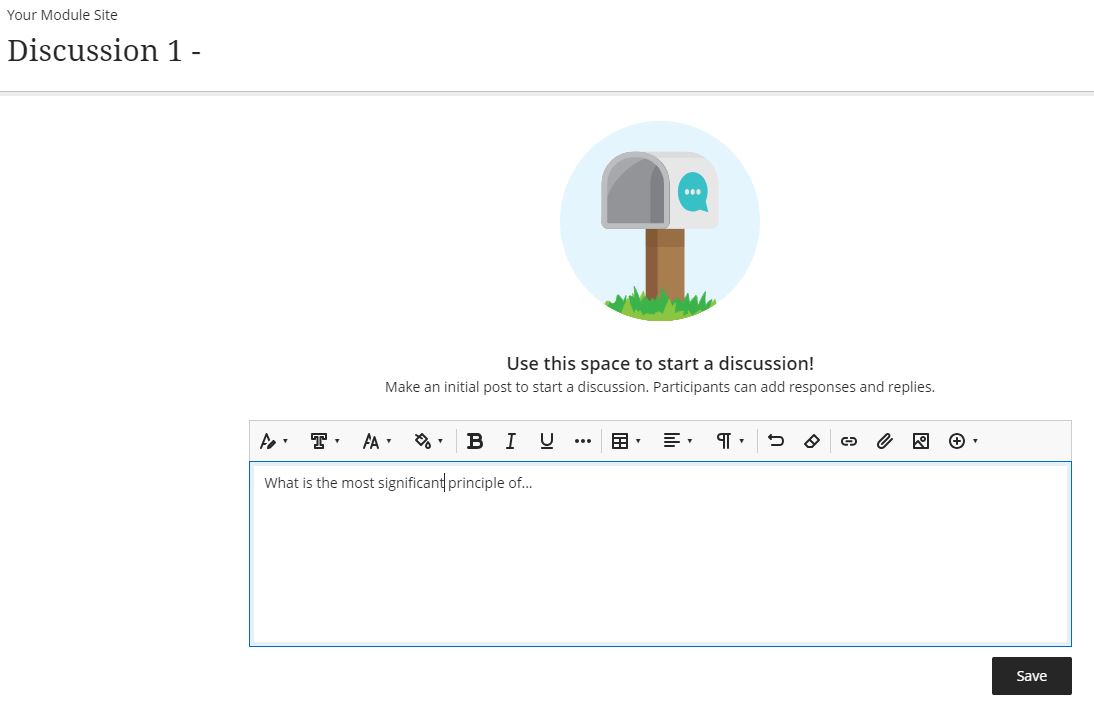 Screenshot of new discussion interface