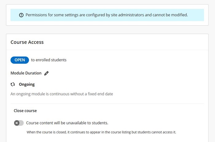 Module Settings Page Site available