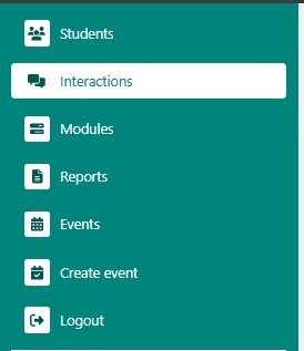 A screenshot of the Interactions tab highlighted in the side menu.