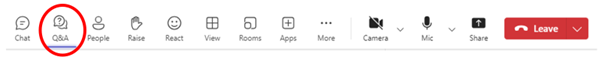 Q&A menu item in ms teams