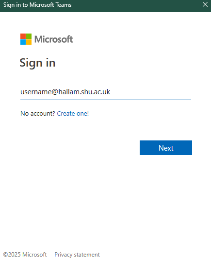 Sign in with your SHU email address