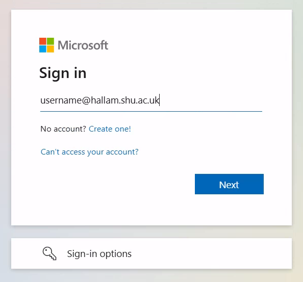 Select sign in options