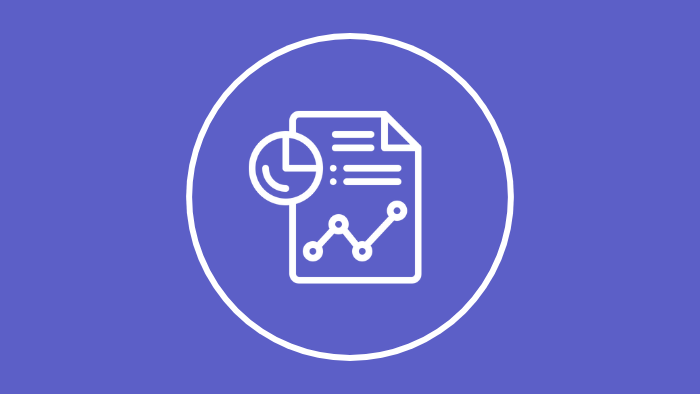 An icon of a report, with a graph on it.