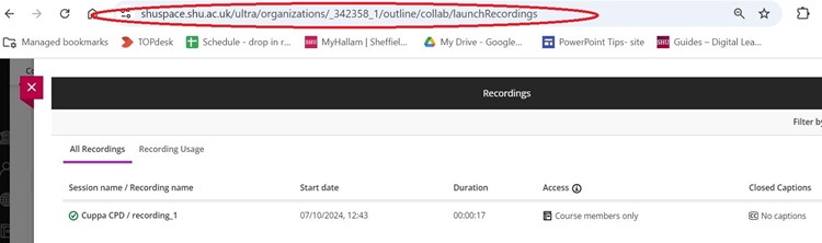 Class collaborate copy address bar screenshot