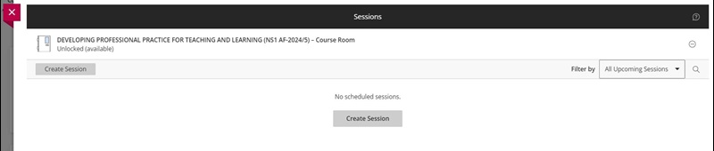 Class Collaborate create session screen