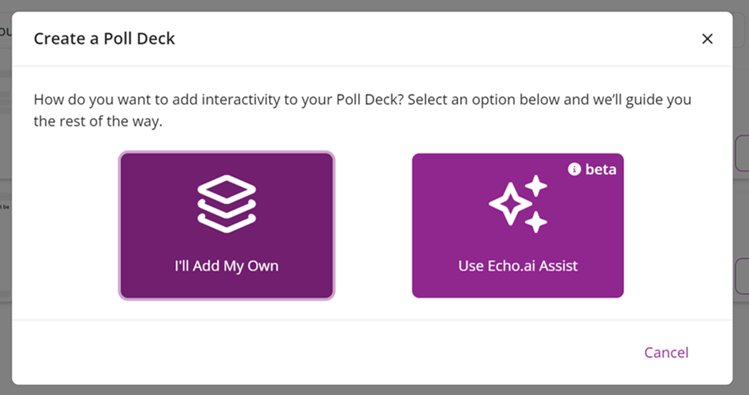 Creating a new poll deck window