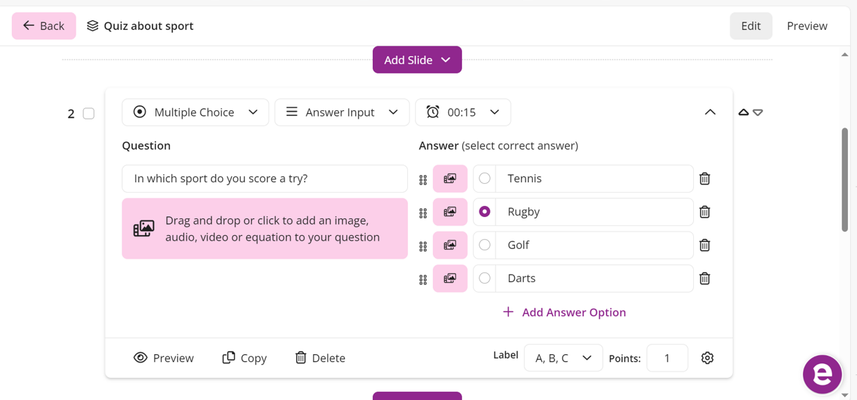 creating a question in EchoPoll