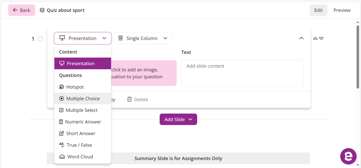 Creating questions in poll deck