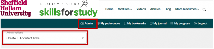Skills for study admin page screenshot