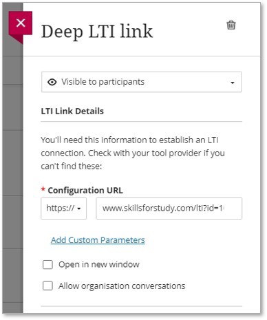 Study Skills Deep LTI link screenshot