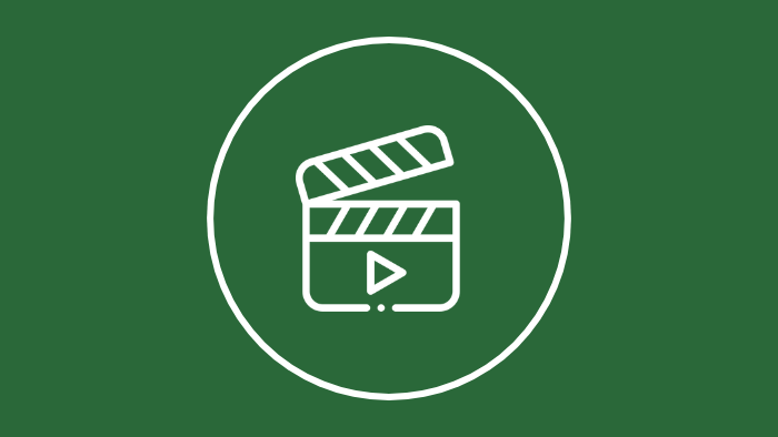 An icon of a movie clapperboard