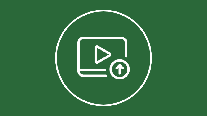 An icon of a video being uploaded.