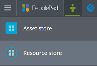 An image of the Resource store option found after clicking the Burger icon at the top left of the screen in PebblePad