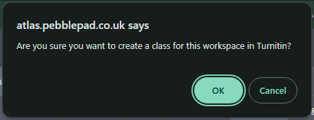 Turnitin actions popup warning