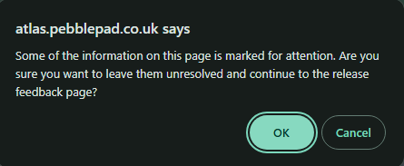 warning message when you click release turnitin feedback button