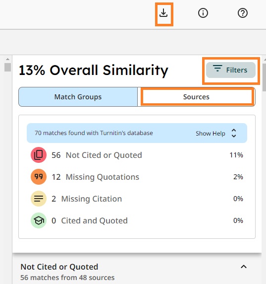 TII Similarity report staff view 4