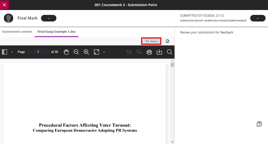 TII Similarity report Student view 2