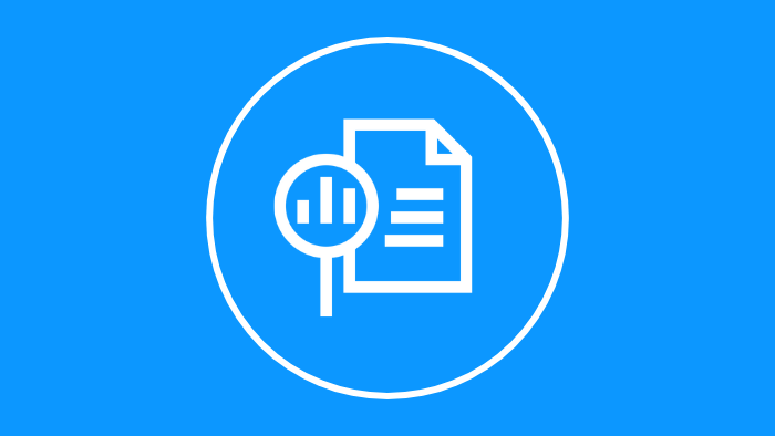 An icon of a magnifying glass and a document